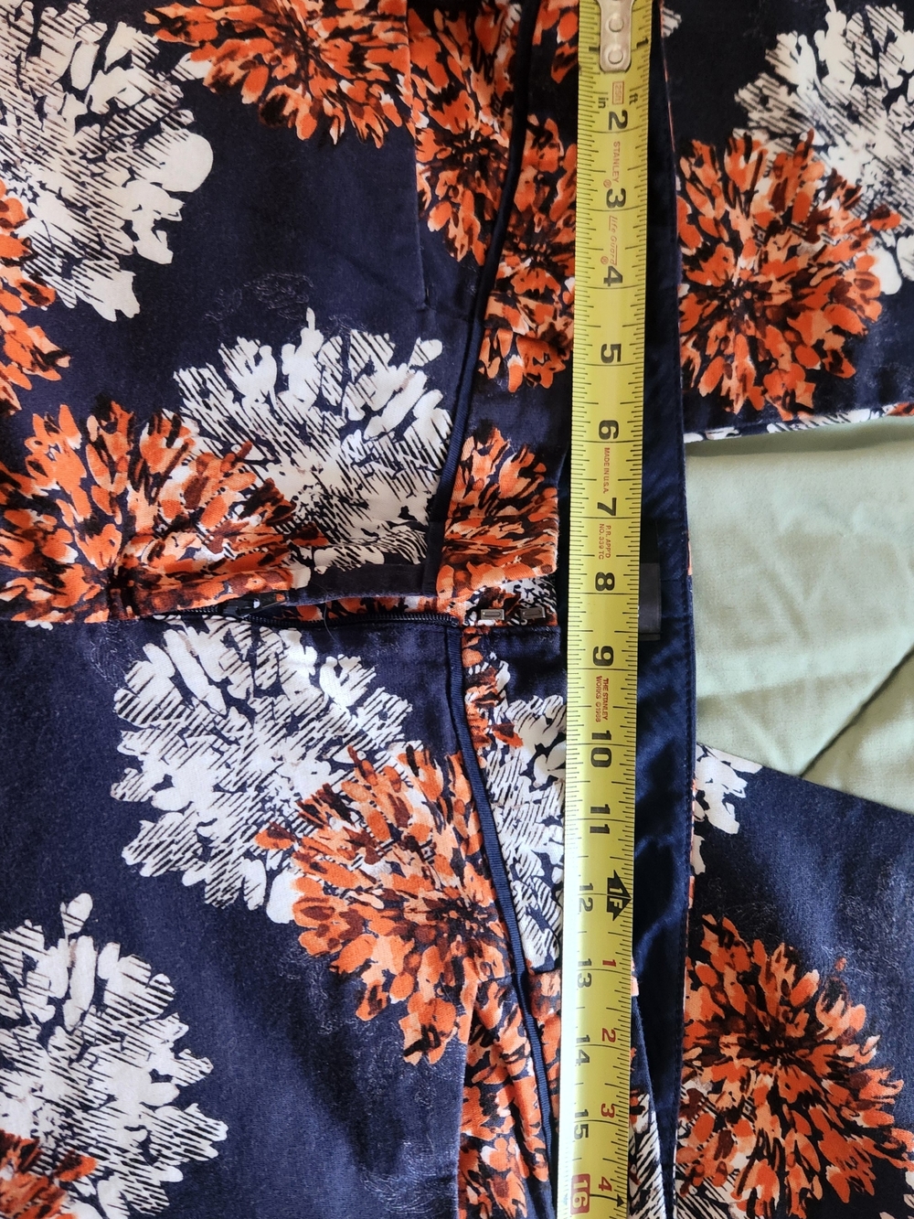 Navy Floral Print Capris with Coral & White Blooms - Picture 8 of 10